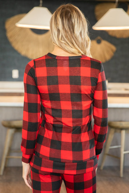 Red and Black Buffalo Plaid Lounge Set - Filly Flair