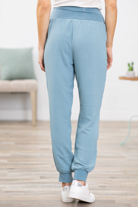 Dusty Teal Airflow Wide Waistband Joggers - Filly Flair