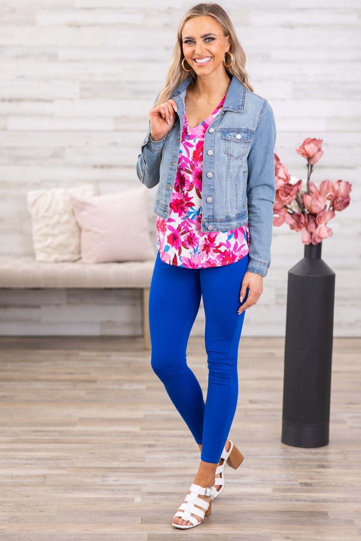 Pink Multicolor Floral Bell Sleeve V-Neck Top - Filly Flair