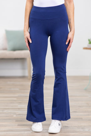 Navy High Waist Flare Yoga Pants - Filly Flair