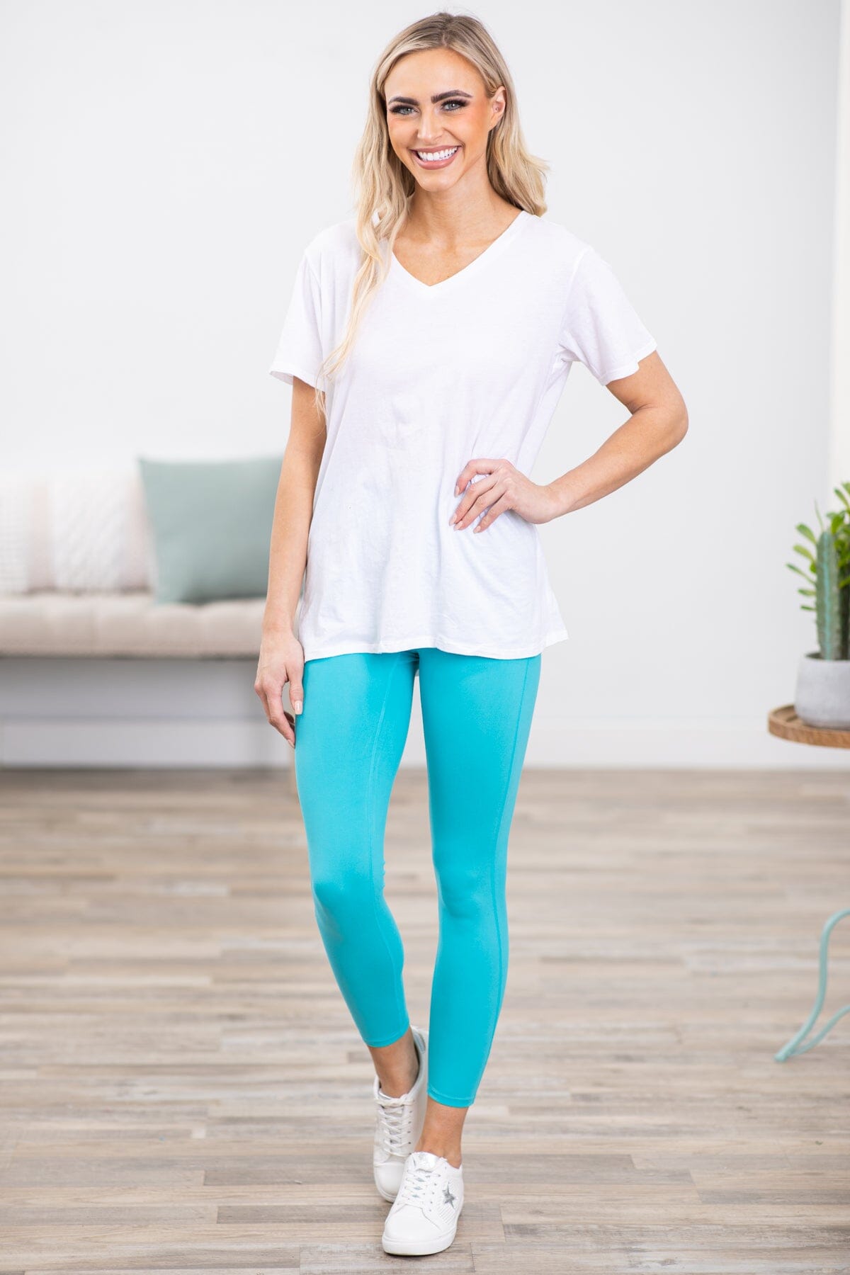 Fade - High Waisted Leggings (Aqua)