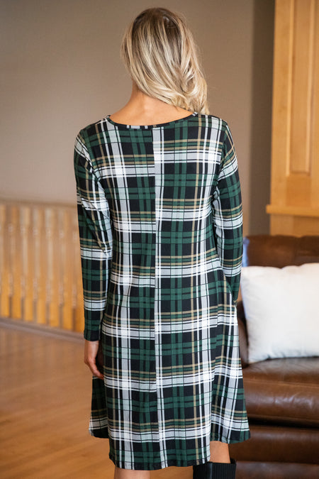 Hunter Green and Black Plaid Dress - Filly Flair