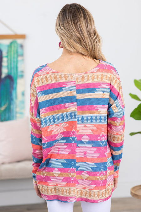 Pink Multicolor Aztec Stripe Top - Filly Flair