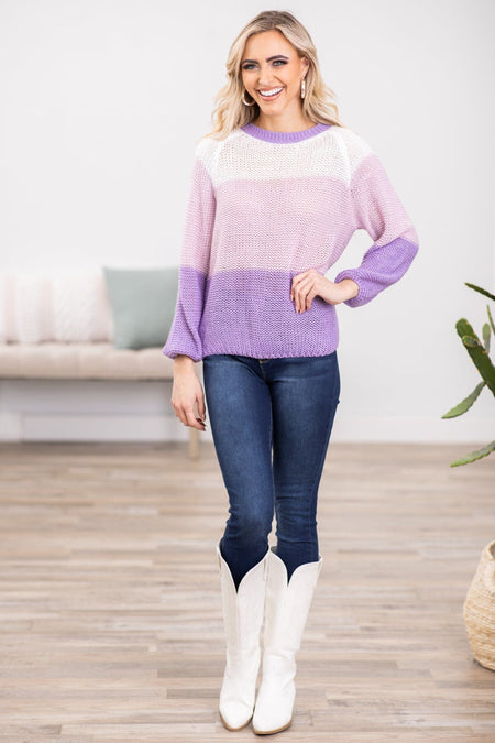 Lavender Colorblock Sweater - Filly Flair