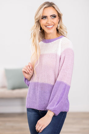 Lavender Colorblock Sweater - Filly Flair