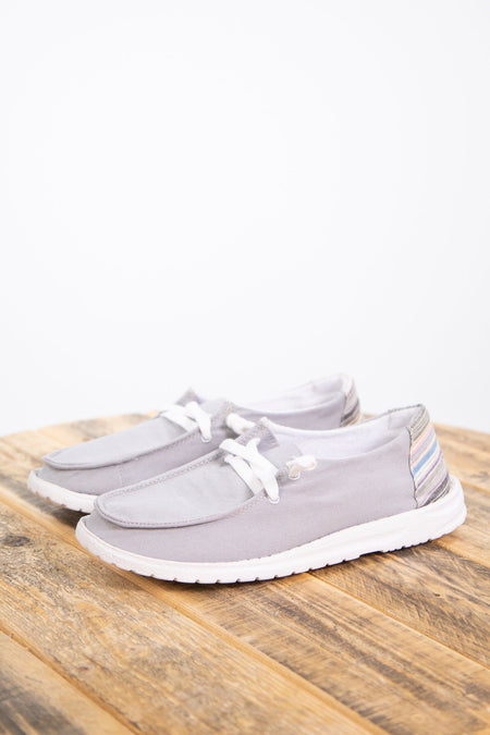 Grey Slip On Shoe with Multicolor Heel - Filly Flair