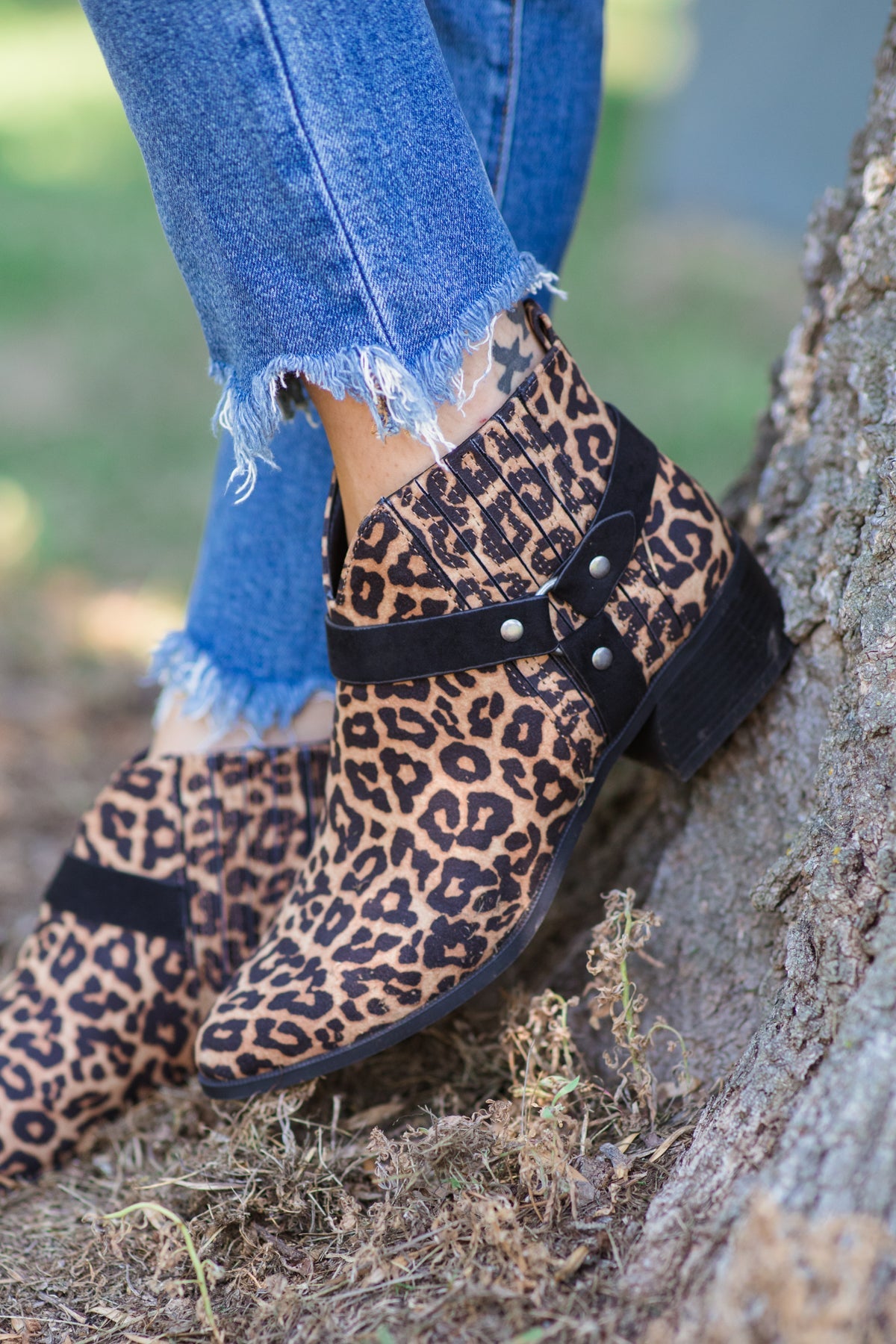 Tan and Black Animal Print Booties - Filly Flair