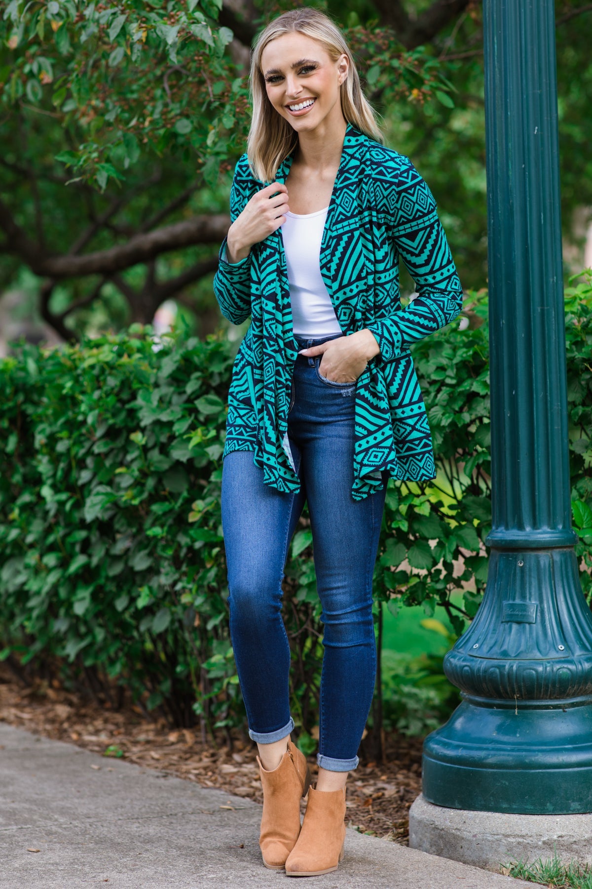 Turquoise store cardigan outfit