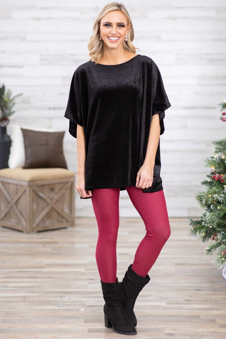 Black Velvet Dolman Sleeve Top - Filly Flair