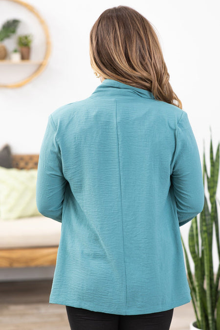 Light Teal Airflow Shawl Collar Blazer - Filly Flair