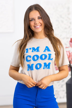 Tan I'm A Cool Mom Graphic Tee - Filly Flair