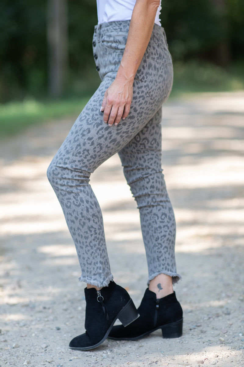 Grey 2024 leopard jeans