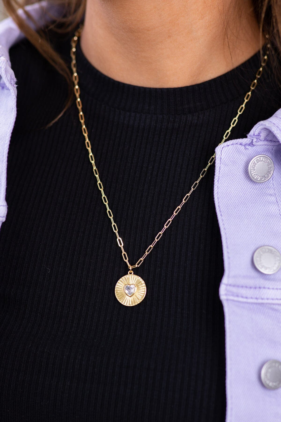 Gold Chain Necklace With Coin Pendant - Filly Flair