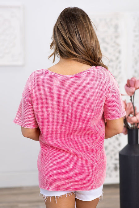 Hot Pink Washed Cool Mom Graphic Top - Filly Flair