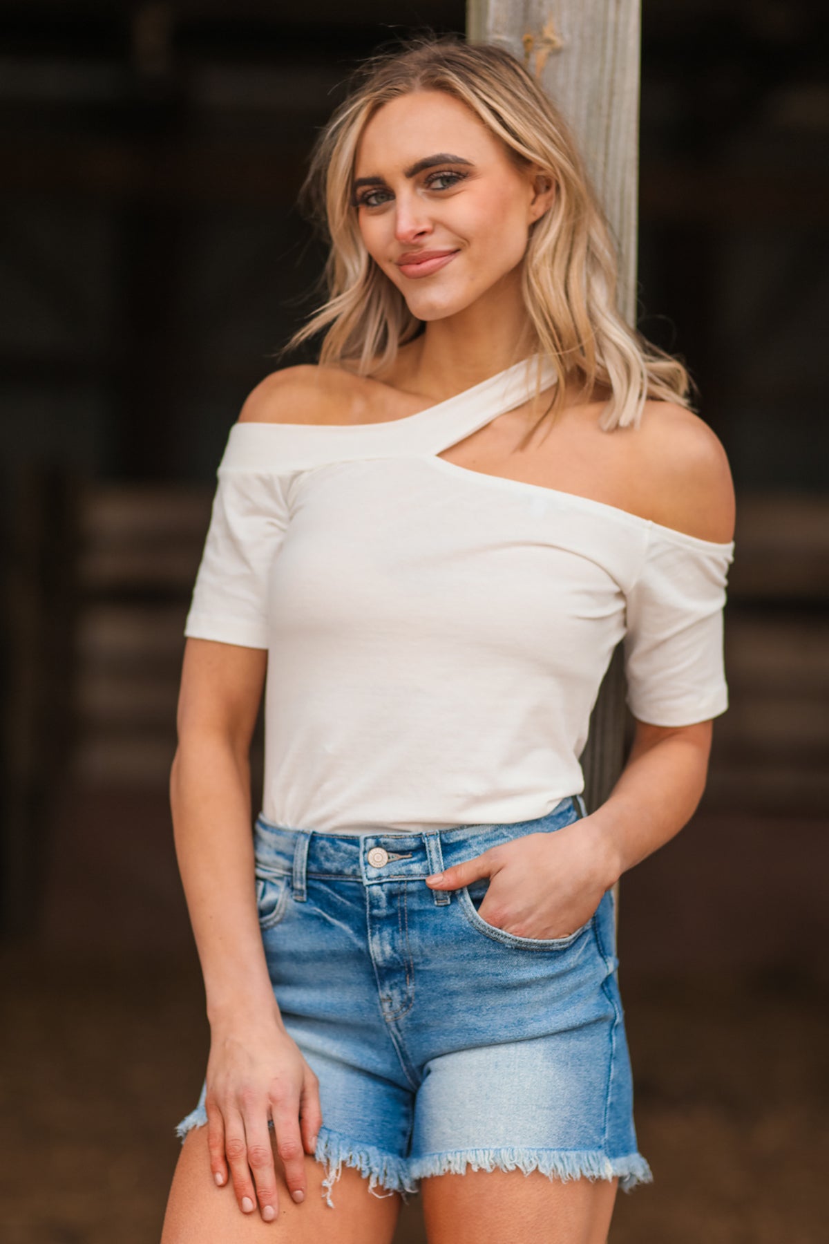 Ivory Strappy Off the Shoulder Top