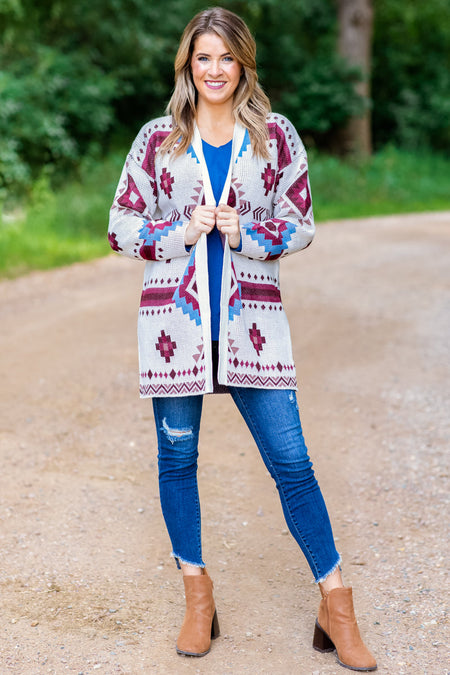 Cream Multicolor Aztec Cardigan - Filly Flair