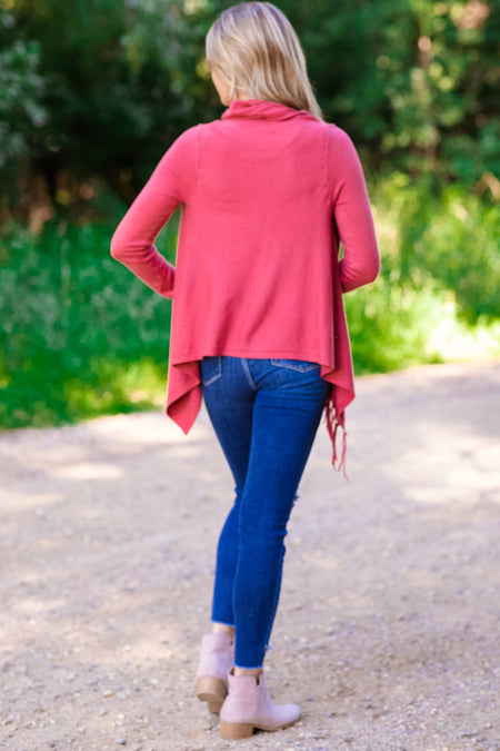 Terra Cotta Fringe Trim Cardigan - Filly Flair