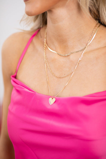 Gold Multichain Heart Charm Necklace - Filly Flair