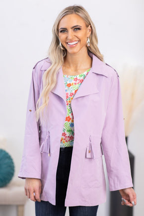 Lavender Roll Sleeve Anorak Jacket - Filly Flair