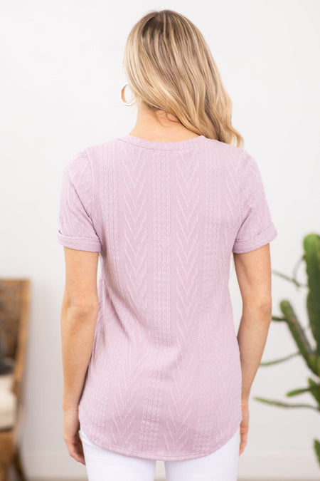 Lavender Short Sleeve Tee With Pocket - Filly Flair