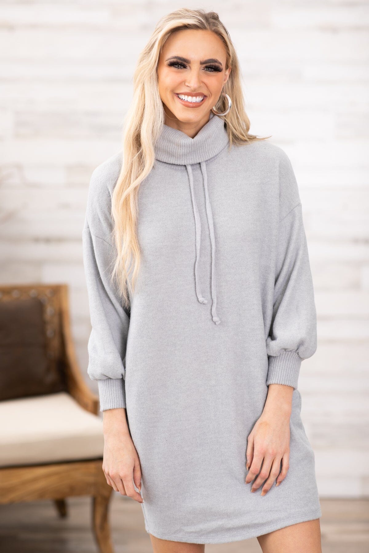 Cowl neck hot sale sweatshirt dress