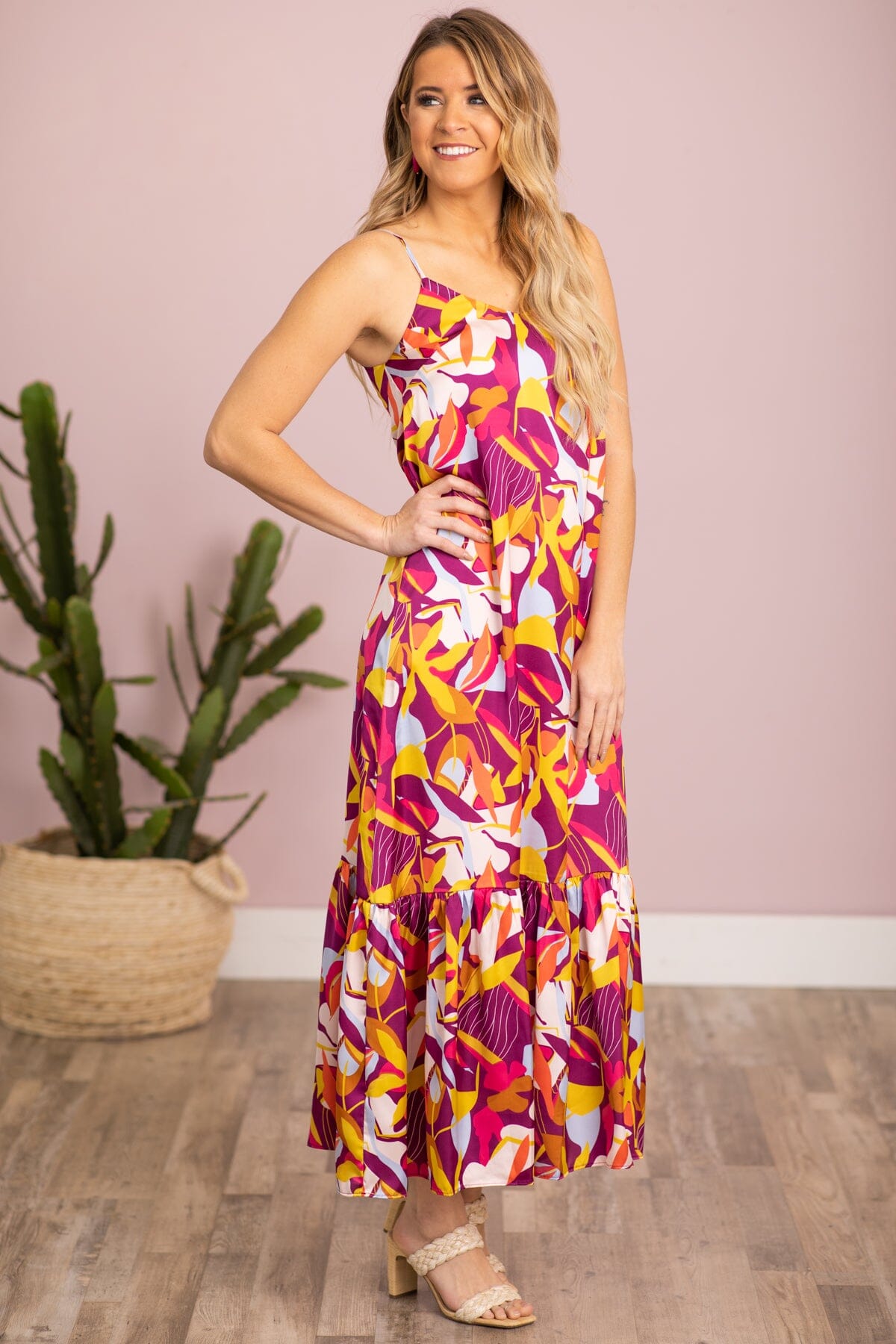 Tropical floral best sale print maxi dress