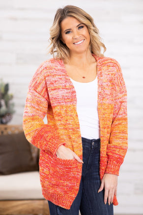 Red Ombre Melange Cardigan - Filly Flair