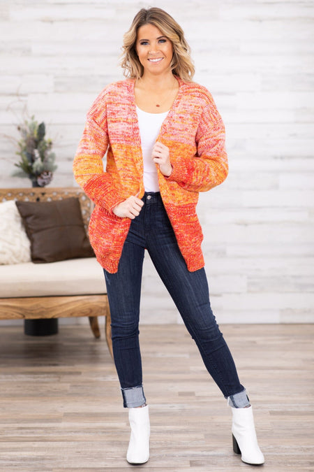 Red Ombre Melange Cardigan - Filly Flair